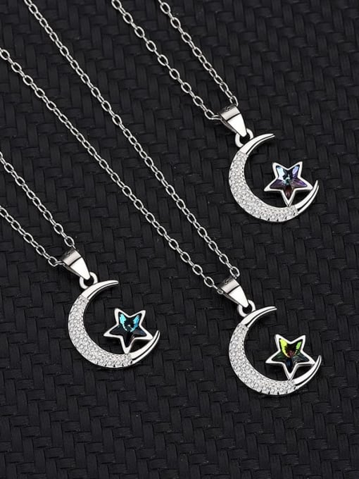 BC-Swarovski Elements 925 Sterling Silver Austrian Crystal Moon Classic Necklace 2