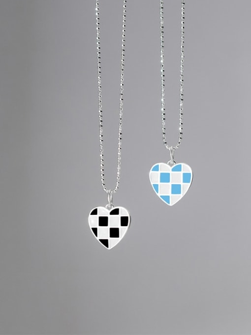 Rosh 925 Sterling Silver Minimalist  Enamel Heart Pendant Necklace 2