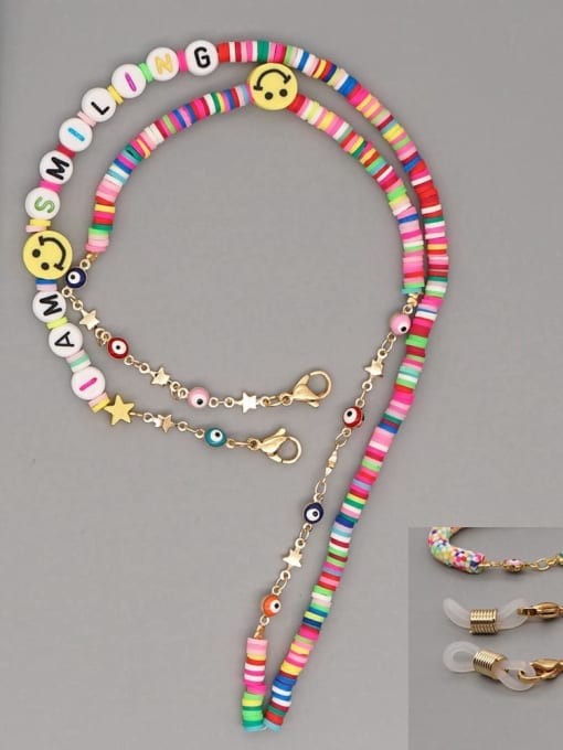 RT N200008C Stainless steel Bead Multi Color Polymer Clay Letter Bohemia Hand-woven Necklace