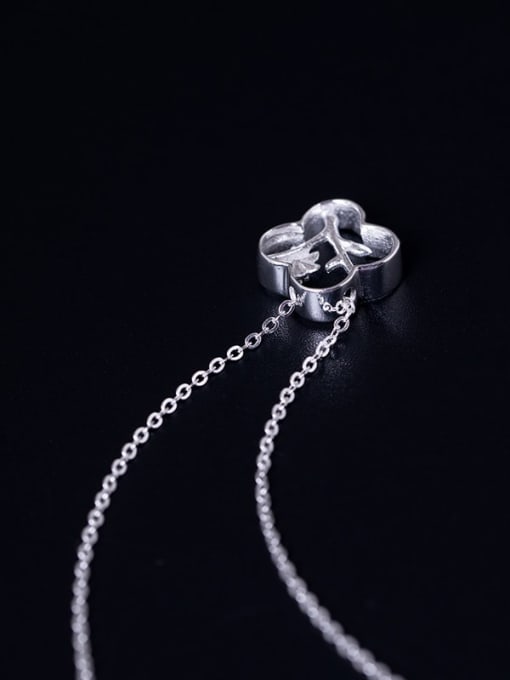SILVER MI 925 Sterling Silver  Minimalist  Hollow  Clover Pendant  Necklace 2