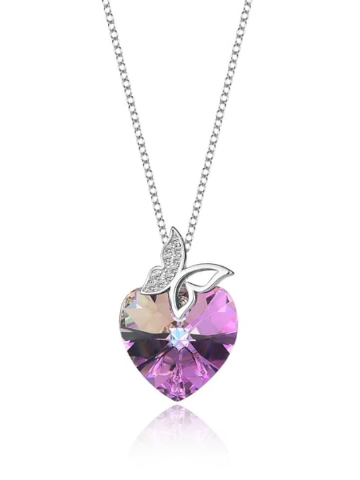 JYXZ 006 (gradient purple) 925 Sterling Silver Austrian Crystal Heart Classic Necklace