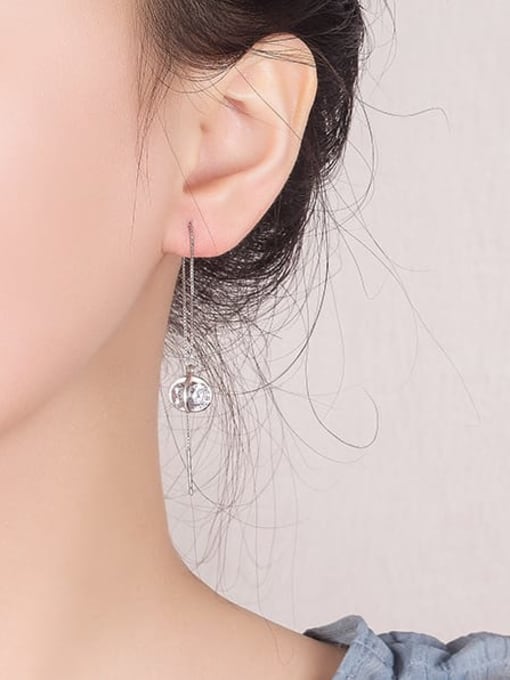 HAHN 925 Sterling Silver Cubic Zirconia Tassel Minimalist Threader Earring 1