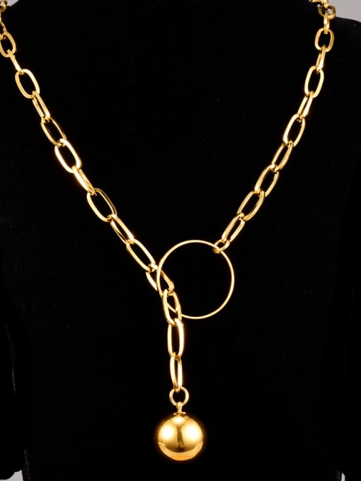 A TEEM Titanium Steel Tassel Vintage Hollow Chain Tassel Necklace