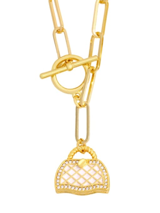 CC Brass Cubic Zirconia Irregular  Bag Pendat Hip Hop Necklace 1