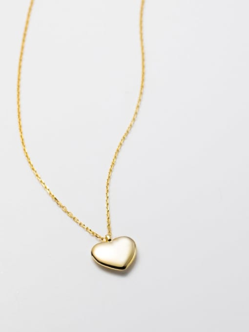 Gold 925 Sterling Silver Heart Minimalist Necklace