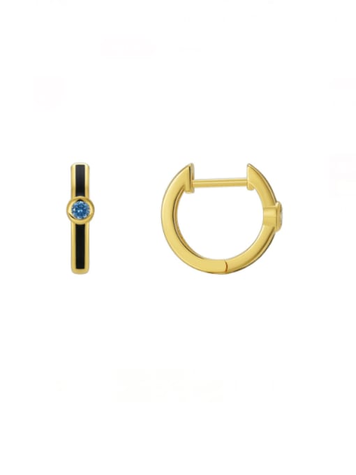 CHARME Brass Cubic Zirconia Enamel Geometric Minimalist Huggie Earring 0