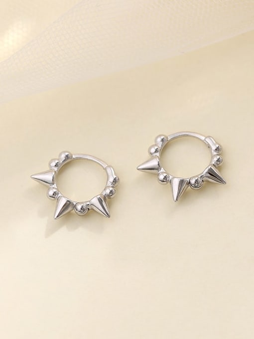 BeiFei Minimalism Silver 925 Sterling Silver Geometric Minimalist Huggie Earring 2