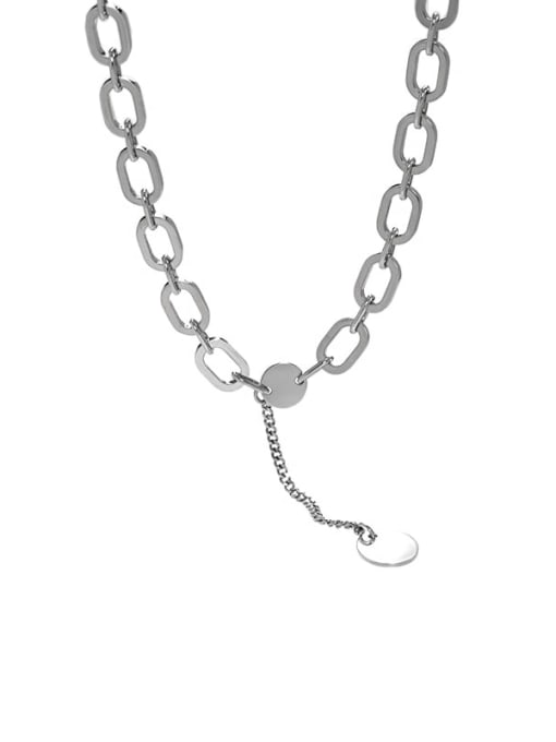 Platinum 925 Sterling Silver Geometric Vintage Tassel Necklace