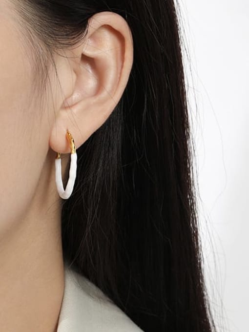 DAKA 925 Sterling Silver Enamel Geometric Minimalist Hoop Earring 1