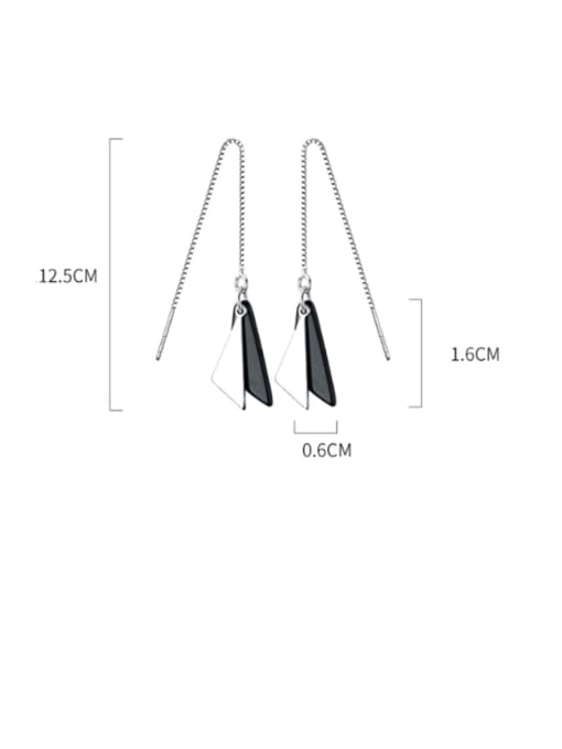 Rosh 925 Sterling Silver  Minimalist Black Smooth Triangle Threader Earring 2