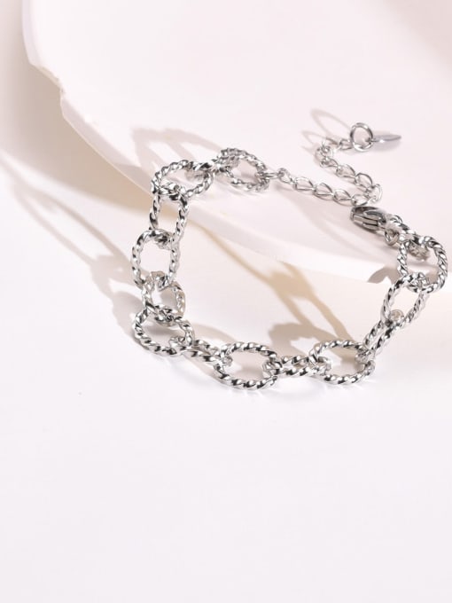 CONG Titanium Steel Hollow  Geometric Chain Vintage Link Bracelet 2