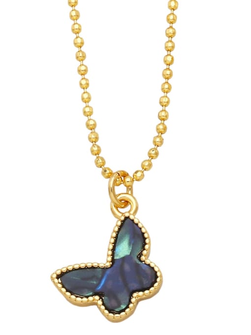 CC Brass Shell Butterfly Hip Hop Necklace