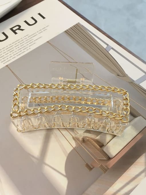Clear champagne 10cm Cellulose Acetate Alloy  Chain Vintage Geometric Jaw Hair Claw