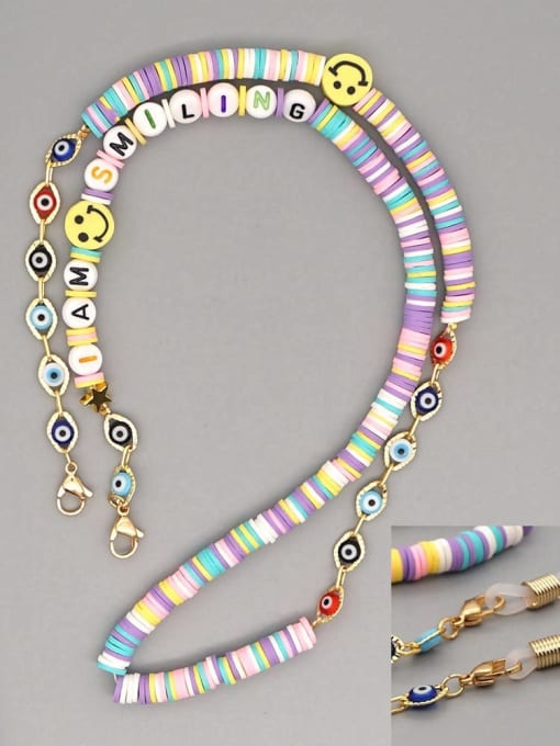 RT N200007B Stainless steel Bead Multi Color Polymer Clay Letter Bohemia Hand-woven Necklace