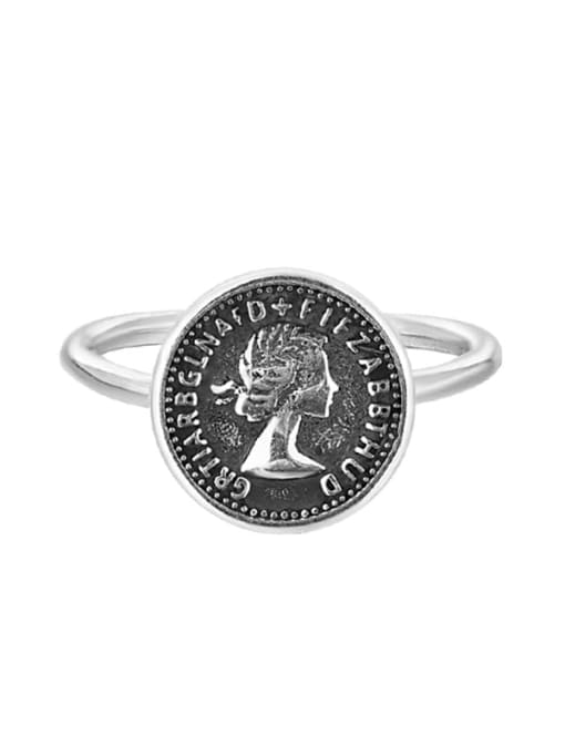 XBOX 925 Sterling Silver Round Portrait  Vintage Band Ring 0