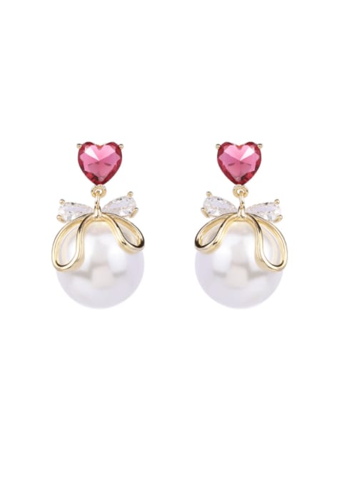 Luxu Brass Imitation Pearl Ball Minimalist Drop Earring 0
