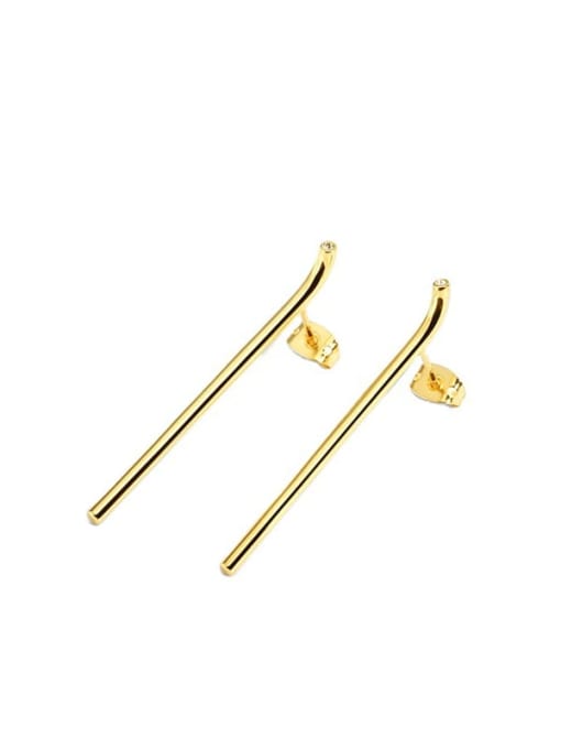 CHARME Brass Geometric Minimalist  Line Stud Earring 0
