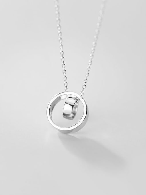 Rosh 925 Sterling Silver With  Fashion Minimalist  Hollow Round Necklaces 1