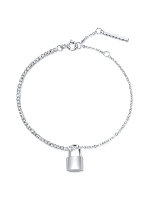 silvery 925 Sterling Silver Locket Minimalist Link Bracelet