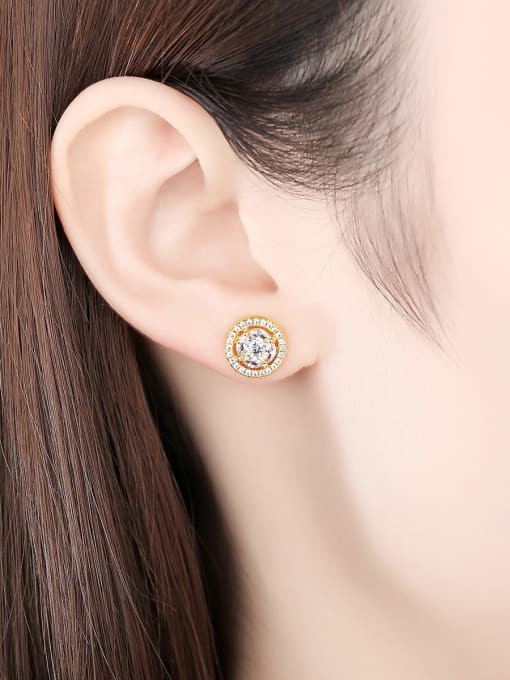 BLING SU Brass Cubic Zirconia Geometric Minimalist Stud Earring 1