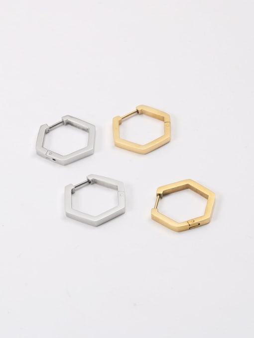 GROSE Titanium Steel Hexagon Minimalist Huggie Earring 1