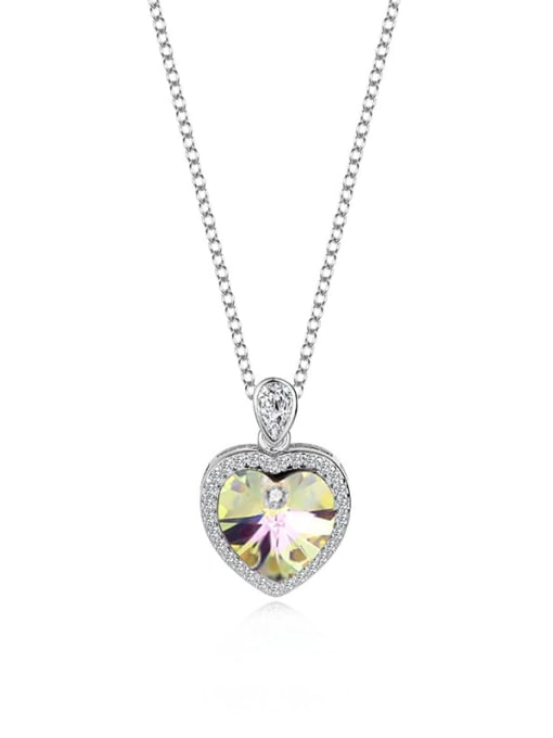 JYXZ 013 (gradient gold) 925 Sterling Silver Austrian Crystal Heart Classic Necklace