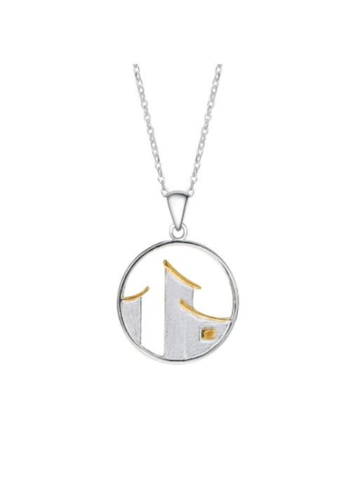 SILVER MI 925 Sterling Silver Geometric Minimalist Necklace