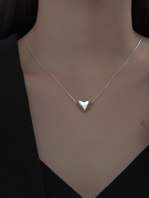 Rosh 925 Sterling Silver Heart Minimalist Necklace 1