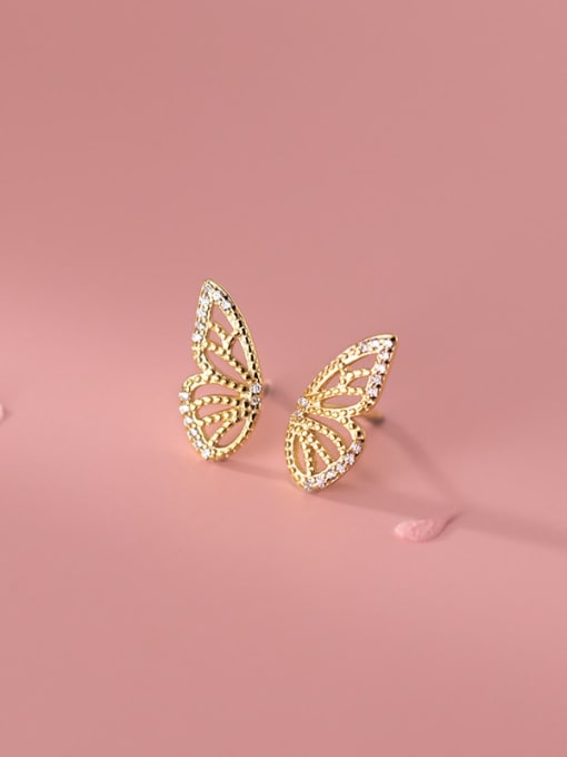 Rosh 925 Sterling Silver Cubic Zirconia Butterfly Minimalist Stud Earring 0