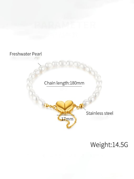 Open Sky Titanium Steel Freshwater Pearl Tassel Hip Hop Beaded Bracelet 1