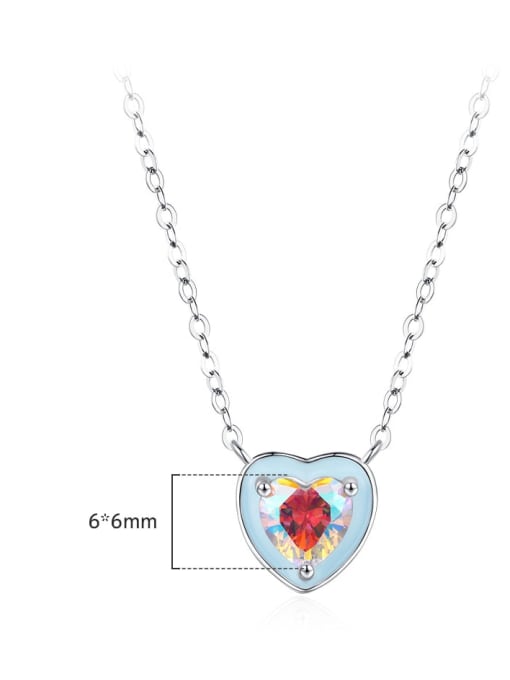 MODN 925 Sterling Silver Cubic Zirconia Heart Dainty Necklace 2