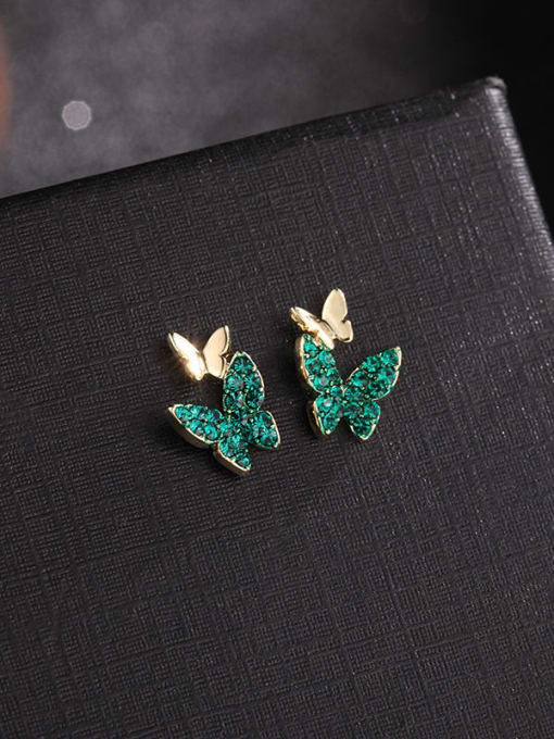 Luxu Brass Cubic Zirconia Butterfly Trend Stud Earring 2