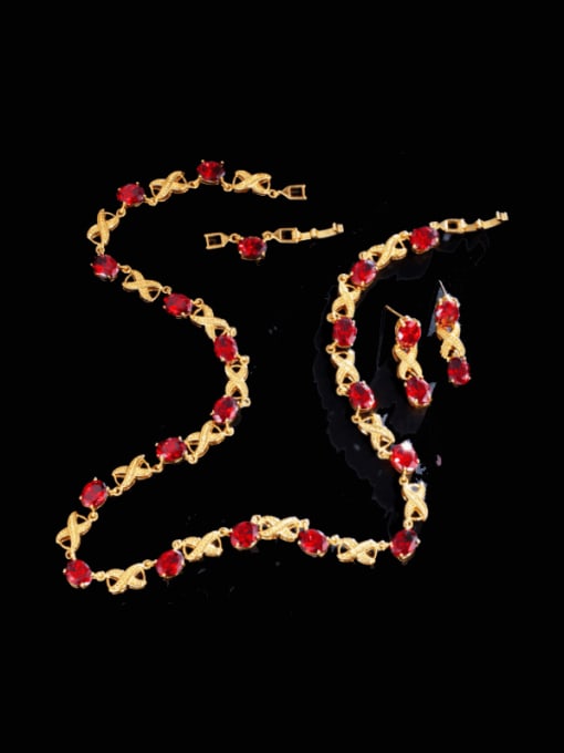 L.WIN Brass Cubic Zirconia Luxury Cross Earring and Necklace Set 3