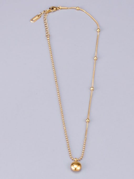 A TEEM Titanium Bead chain Minimalist round pendant Necklace 2
