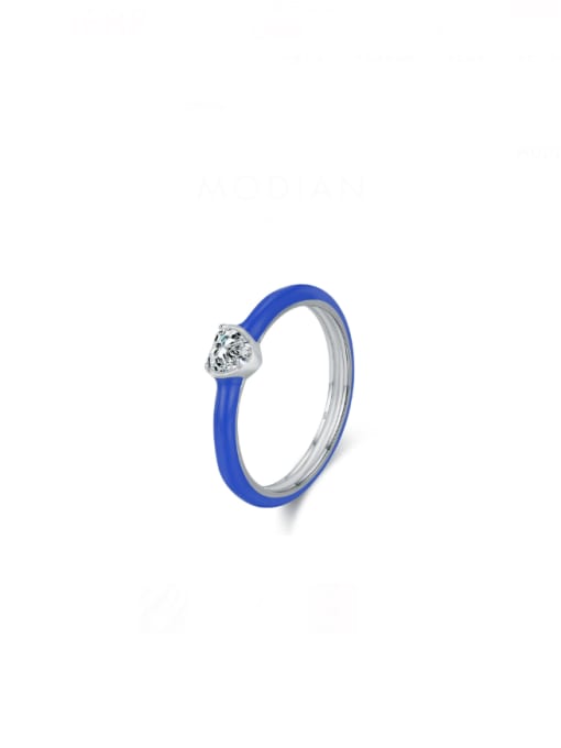Klein Blue Ring US Size 5 925 Sterling Silver Cubic Zirconia Dainty Heart Ring And Earring Set