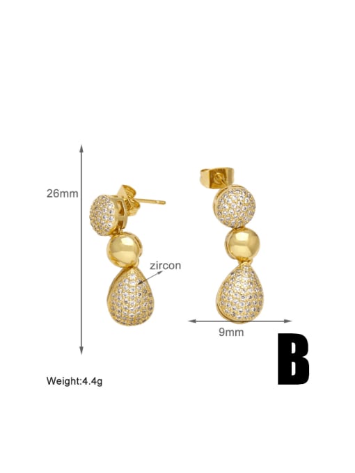 B Brass Cubic Zirconia Water Drop Hip Hop Cluster Earring