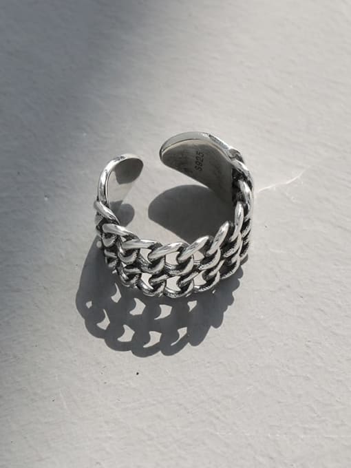 DAKA 925 Sterling Silver Geometric Chain Vintage Ring 2