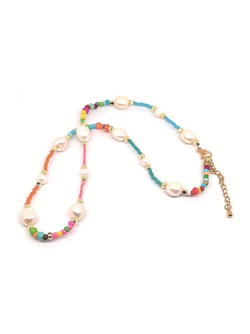 ZZX210001C Freshwater Pearl Multi Color Miyuki Beads Pure Handmade Necklace