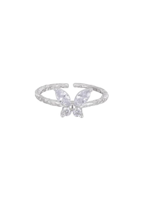 XBOX 925 Sterling Silver Cubic Zirconia Butterfly Dainty Band Ring 4