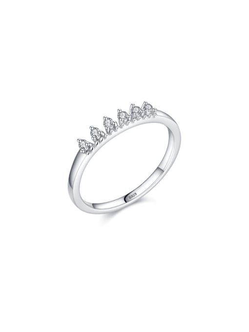MODN 925 Sterling Silver Cubic Zirconia Crown Minimalist Band Ring 0