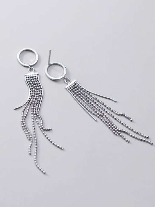 Rosh 925 Sterling Silver Bead Tassel Trend Threader Earring 1