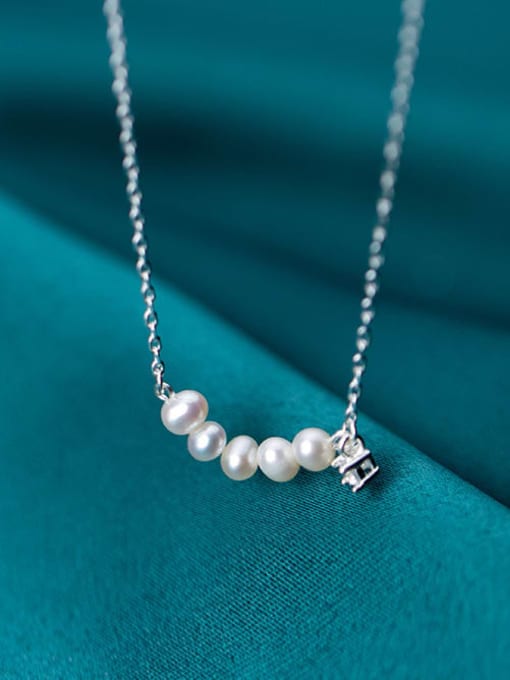 Rosh 925 Sterling Silver Fashion simple temperament pearl Necklace 0