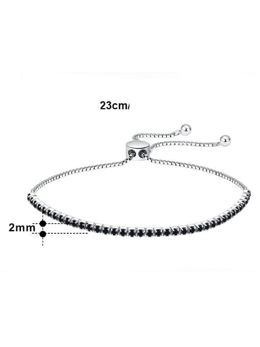 RINNTIN 925 Sterling Silver Cubic Zirconia Geometric Minimalist Adjustable Bracelet 3