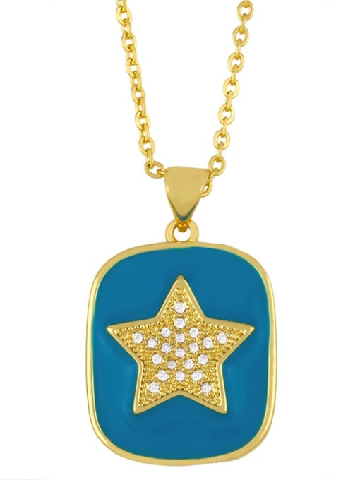 dark blue Brass Enamel Geometric Minimalist  Necklace