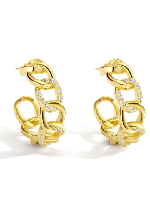Gold chain Diamond Earrings Brass Cubic Zirconia Geometric Minimalist Stud Earring