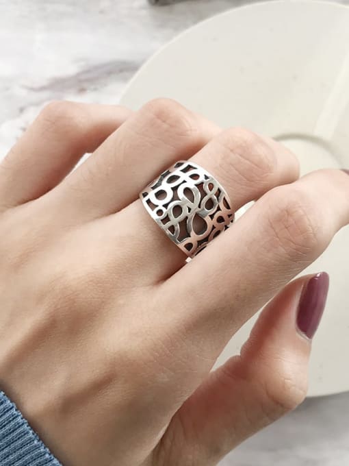 Boomer Cat 925 Sterling Silver Vintage  Eight Character Puzzle Band Ring