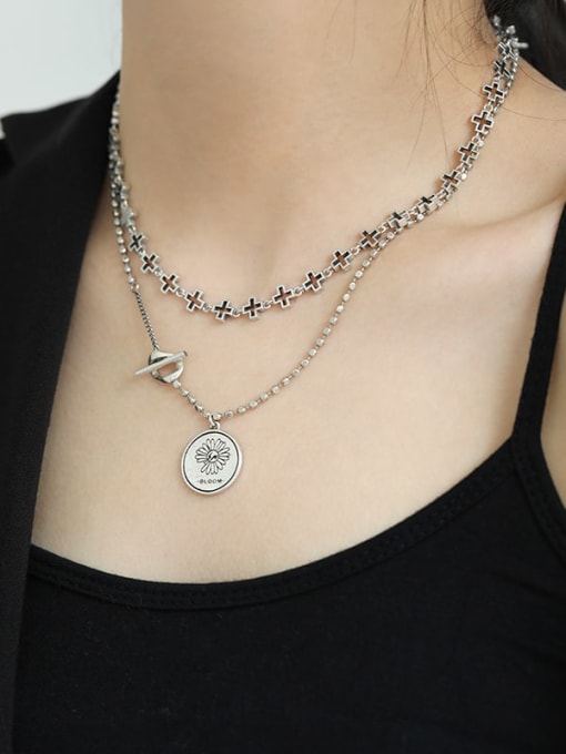 DAKA 925 Sterling Silver Cross Vintage Necklace 1