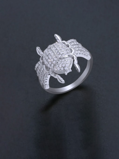 CC Brass Cubic Zirconia Insect Luxury Band Ring 2