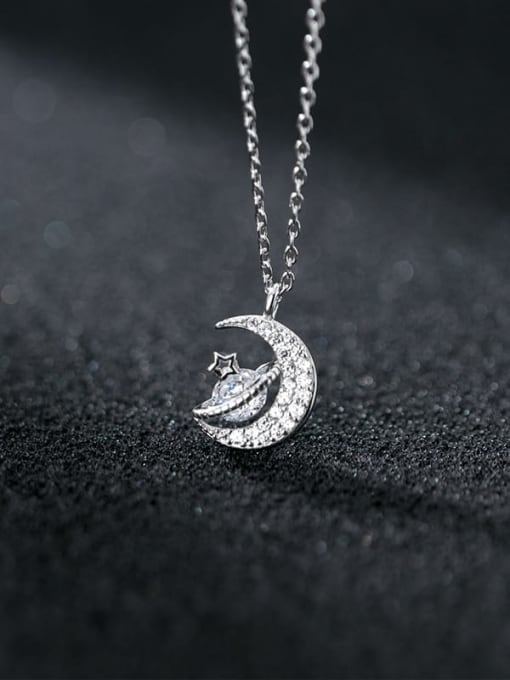 Rosh 925 Sterling Silver Cubic Zirconia Fashion diamond planet  Necklace 1