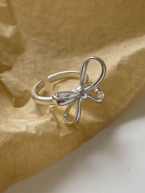 Boomer Cat 925 Sterling Silver Bowknot Vintage Band Ring 3